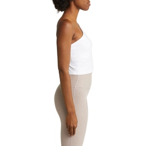 Top Deportivo Casual Blanco de Un Solo Hombro para Mujer, Top Corto Sexy para Entrenamiento y Running, Ajustado y Liso - Product Image 6