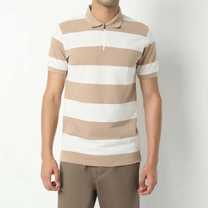 2024 polos personalizados con cremallera para hombre, polos informales de manga corta transpirables en blanco con logotipo bordado - Product Image 2