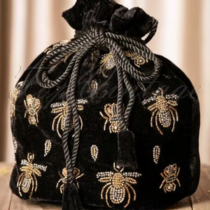 Beautiful--POTLI BAGS for PARTY & WEDDING WITH Stylish <b>EMBELLISHED</b> WITH CRYSTAL GLASS BEADS STONE PEARL , ZARDOZI WORK-2021 - Product Image 6