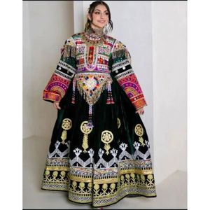 Robe afghane Kuchi traditionnelle vintage de haute qualité, dentelle, pompon, bouton, plissée, 100% soie, faible MOQ, service OEM, AA IMPEX - Product Image 6
