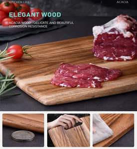 Planche à découper en bois d'acacia-Planche à découper en bois avec poignée pour viande/pain/légumes/fruits/fromage servant de décor de cuisine - Product Image 6
