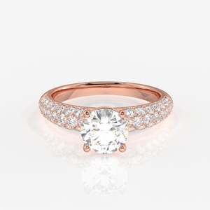 แหวนทอง 9K ประดับเพชรทรงกลมเพาะเลี้ยงแบบสามแถว - Product Image 5