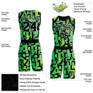 Ensemble d'uniformes de basketball personnalisés entièrement sublimés, unisexe, maillot sans manches et short, séchage rapide, tenue d'entraînement d'équipe, 100% personnalisable avec nom du joueur, 5XL - Product Image 4