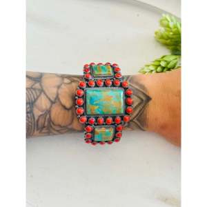 Kirk Smith Fashion <b>Cuff</b> <b>Bracelet</b> Multi-Strone & Sterling <b>Silver</b> Cluster Design - Product Image 2