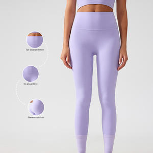 Leggings de Yoga personnalisés pour femmes de qualité supérieure taille élastique contrôle du ventre et levage de la hanche pantalon respirant taille moyenne motif solide - Product Image 5