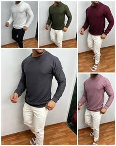 T-shirt de gymnastique 100% coton imprimé personnalisé pour hommes coupe ajustée à manches longues dans un style uni - Product Image 1