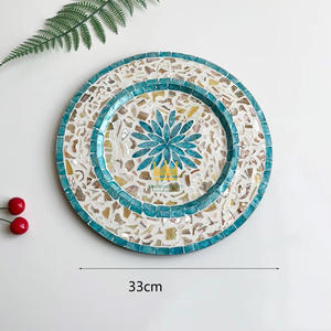 Placa de cargador de servidor de alimentos para el hogar restaurante vajilla Catering uso servir mantel con diseño de mosaico - Product Image 2