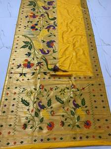 DERNIÈRE CONCEPTEUR ORIGINAL PUR PAON ZARI CONCEPTION ET tourbière TILAK BORDER ET LOURD MINA ZARI TISSANT PALLU - Product Image 4