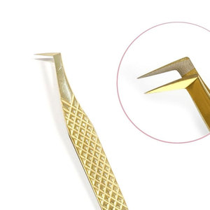 Pinzas de pestañas de acero inoxidable con etiqueta privada personalizables para damas punta de fibra de volumen recto empuñaduras de diamante pinzas de pestañas - Product Image 6