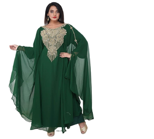 Dubai marroquí modesto Kaftan árabe Abaya Maxi mano con cuentas crepé hasta el suelo ropa de fiesta vestido de boda playa elegante Jellabiya - Product Image 3