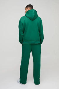 Ensemble de survêtement personnalisé pour homme, deux pièces, sweat à capuche zippé en molleton français et pantalon de survêtement, logo en strass imprimé à l'écran - Product Image 2