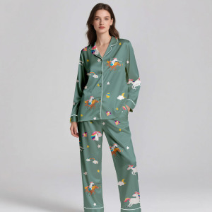 ชุดนอนผ้าไหมซาตินสุดหรูสั่งตัดได้ 100% ระบายอากาศดี สำหรับผู้หญิงไซส์ใหญ่ แบบสองชิ้น แขนสั้น ใส่สบาย เหมาะสำหรับฤดูใบไม้ผลิและฤดูร้อน - Product Image 3