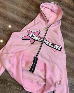 <b>Top</b> Selling 100% Cotton Oversized Full Zipper Men's Hoodies Embroidered <b>Distress</b> Design Solid Breathable Winter Season - Product Image 2