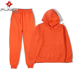 Automne/hiver Sports survêtement ensemble pour hommes et femmes nouveau décontracté imprimé velours chaud à capuche pantalon couleur unie deux pièces survêtement - Product Image 4