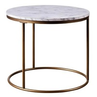 Table basse ronde simple et moderne avec structure en métal et plateau en marbre de haute qualité pour salon