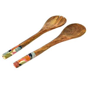 Serveur à salade américain en bois naturel et résine Outil à salade en bois Ustensiles de cuisine Événements de mariage Hôtel Restaurant nouvelles idées de produits - Product Image 4