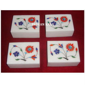 Joyero con incrustaciones de mármol blanco con forma de rectángulo para regalo corporativo, fabricación exclusiva de artículos artesanales al mejor precio - Product Image 1