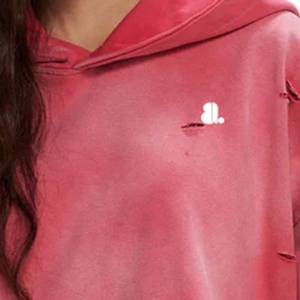 Lavage à l'acide nouveau Vintage délavé en détresse femmes sweat surdimensionné Polyester coton hiver décontracté motif solide - Product Image 5