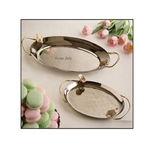 Bandeja de Servicio de Alimentos de Acero Inoxidable con Asa de Hoja, Bandeja de Alta Calidad para Chocolates y Aperitivos, Más Vendida - Product Image 2