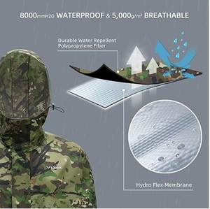 Combinaison de pluie pour homme - Vêtements de pluie pour homme imperméables, imperméables légers, respirants, vestes de pluie pour homme avec capuche et pantalon - Product Image 4