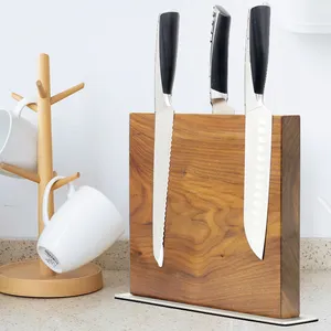 ที่ใส่มีดแม่เหล็กทำจากไม้เฟอร์นิเจอร์ห้องครัวที่วางมีดแบบบล็อกทำจากไม้