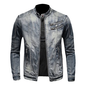 Chaqueta Vaquera para Hombre, Primavera-Otoño 2025, Estilo Casual Retro, Tallas M-4XL, Cuello Alto, Cierre de Cremallera, Chaqueta de Motociclista - Product Image 1