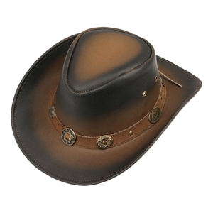 Chapeau en cuir de Style occidental marron Vintage professionnel qualité Durable impression propre personnalisée nouveauté pour la pêche d'affaires de sport - Product Image 3