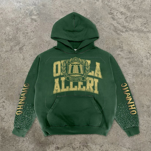 500 Gsm Sun Fade Hoddie Logo personnalisé lavage à l'acide strass en détresse DTG impression Streetwear fabricant vêtements à capuche hommes - Product Image 3