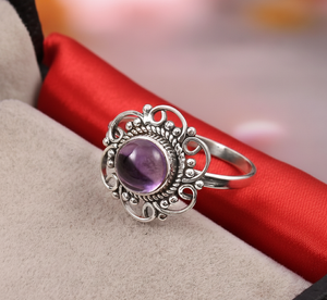 Anillo de Plata de Ley 925 con Amatista Hecho a Mano para Bodas, Aniversarios, Regalo de Cumpleaños - Product Image 5