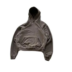 Sweat-shirts à capuche surdimensionnés pour hommes de qualité supérieure, style streetwear, fermeture éclair, épaules tombantes, effet délavé, poids lourd, 100% coton molletonné, lavage à l'acide - Product Image 4