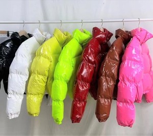 OEM Custom logo Winter Puffer Coat Women's Customized Shinny Cropped <b>Long</b> Sleeve Bubble Winter Coat Puffer <b>Jacket</b> for Ladies - Product Image 3