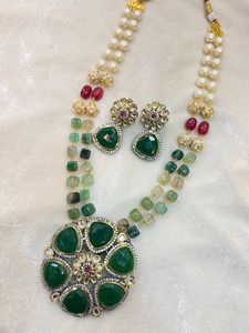 Ensemble de collier en laiton plaqué or Kundan traditionnel indien pour femmes et filles accessoires de bijoux de chaîne de perles - Product Image 2