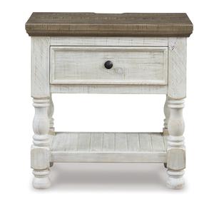 Mesita de noche de un cajón de madera maciza de mango, mesita de noche de madera con acabado antiguo desgastado, dormitorio, sala de estar, uso doméstico - Product Image 2