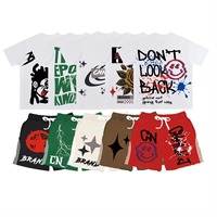 Conjunto de Ropa Casual de Verano para Hombre, Estilo Hip Hop Deportivo, Transpirable, con Logotipo Personalizado, Camiseta y Pantalones Cortos de Algodón, Dos Piezas