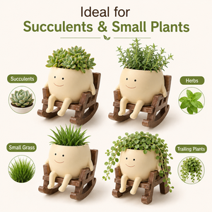 Pot <span class=keywords><strong>de</strong></span> fleurs léger et écologique en résine, motif visage souriant, jolie jardinière créative en forme <span class=keywords><strong>de</strong></span> chaise à bascule pour plantes succulentes, pour la maison et le jardin - Product Image 6