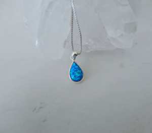 Designer Blue <b>Opal</b> <b>Necklace</b> Sterling Silver Pendant Handmade Gemstone Jewelry Beautiful October Birthstone <b>Necklace</b> Gift - Product Image 1