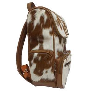 Sac à dos unisexe en cuir de vachette fermeture à glissière sac à cheveux fait à la main souple PC filles voyage randonnée ordinateur portable utilisation scolaire conviviale - Product Image 5