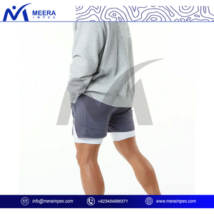 Pantalones cortos deportivos de gimnasio para hombre, ligeros, transpirables, que absorben la humedad, tela de secado rápido, cintura elástica, bolsillos con cremallera - Product Image 3