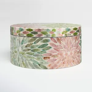 High Quality Handmade Round <b>Mother</b> Pearl Lacquer Box New Collection Home Restaurant Hotel Tissue Napkin Storage Directly Vietnam - Product Image 6