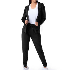 Survêtement en velours personnalisé de haute qualité pour femmes Pantalon de jogging à capuche zippé Combinaison d'entraînement avec logo bon marché de style solide de haute qualité - Product Image 2