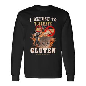 Maglietta a maniche lunghe con meme gatto senza glutine - Rifiuto di tollerare - Prodotto promozionale - Product Image 1
