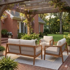 Outdoor <b>Garden</b> <b>Sofa</b> Set Rope Woven Patio Couch and Chair Outdoor Seating with Cushions for Porch Yard - Product Image 2