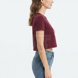 T-shirt court haut de gamme pour femme, manches courtes, décontracté, mode, coupe ajustée, streetwear, vêtements d'été, vente en gros - Product Image 3