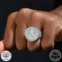 Anillo Clásico con Cabeza de Jesús de Diamante Moissanite para Hombre y Mujer, Amuleto Religioso, Accesorios para Bodas y Fiestas en Plata de Ley 925