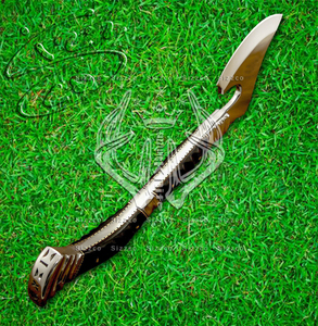 Custom Full Tang D2 Steel Hunting Camping Bearded Axe, Micarta Handle Tomahawk Real Hatchet con funda de cuero, regalo ideal - Product Image 4