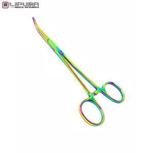 Kelly Hemostat Forceps 5,5 "Curved German Acero inoxidable Multi Color Rainbow Plasma Recubrimiento de titanio Instrumento quirúrgico - Product Image 1