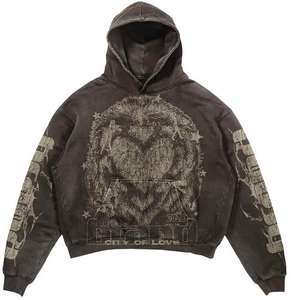 Fabricant de vêtements sur mesure, ensemble de survêtement avec pantalon de survêtement évasé et sweat-shirt à capuche court, effet délavé à l'acide, patch brodé - Product Image 3