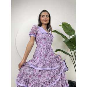 Vestido de Gasa con Cintura Imperio y Capas, Modelo 2026 - Product Image 4