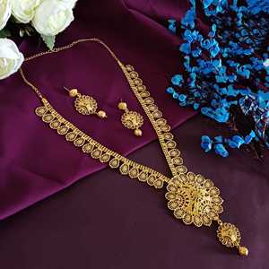 Indian Ethnic Jewellery Set Ball Chain Floral Necklace with Dangle <b>Earring</b> Wedding Indian Manufacturer Necklace Set for Women - Product Image 1