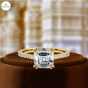 Anillo de Compromiso Solitario con Diamante Cultivado en Laboratorio, Corte Asscher de 1 Quilate, Certificado IGI, Anillo de Bodas de Oro Amarillo de 14k para Regalo de Aniversario - Product Image 1